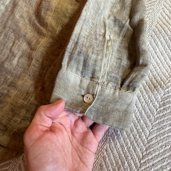 J. Jill Love Linen Tunic Top Womens Small Petite Brown 100% Linen V-Neck Blouse - Picture 4 of 8